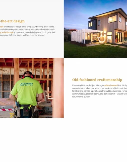 Website content for custom home builders