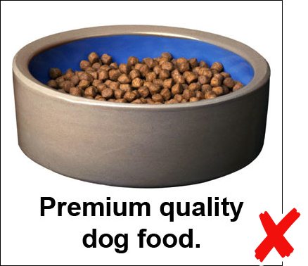 Photo caption example: Premium quality dog food.