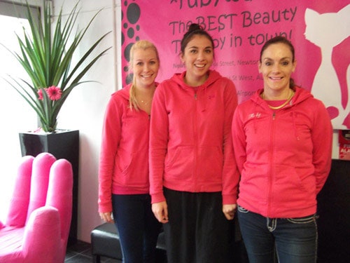 Some of the Rubywaxx team: business owner Ruby Francis (right) with two of the beauty therapists.