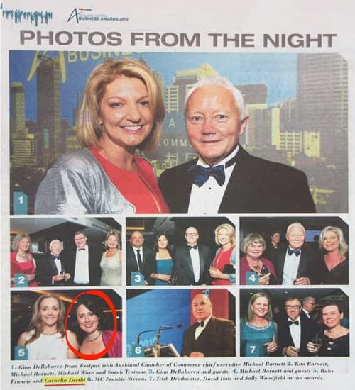 Ruby Francis and Cornelia Luethi at the Westpac Auckland Central Business Excellence Awards