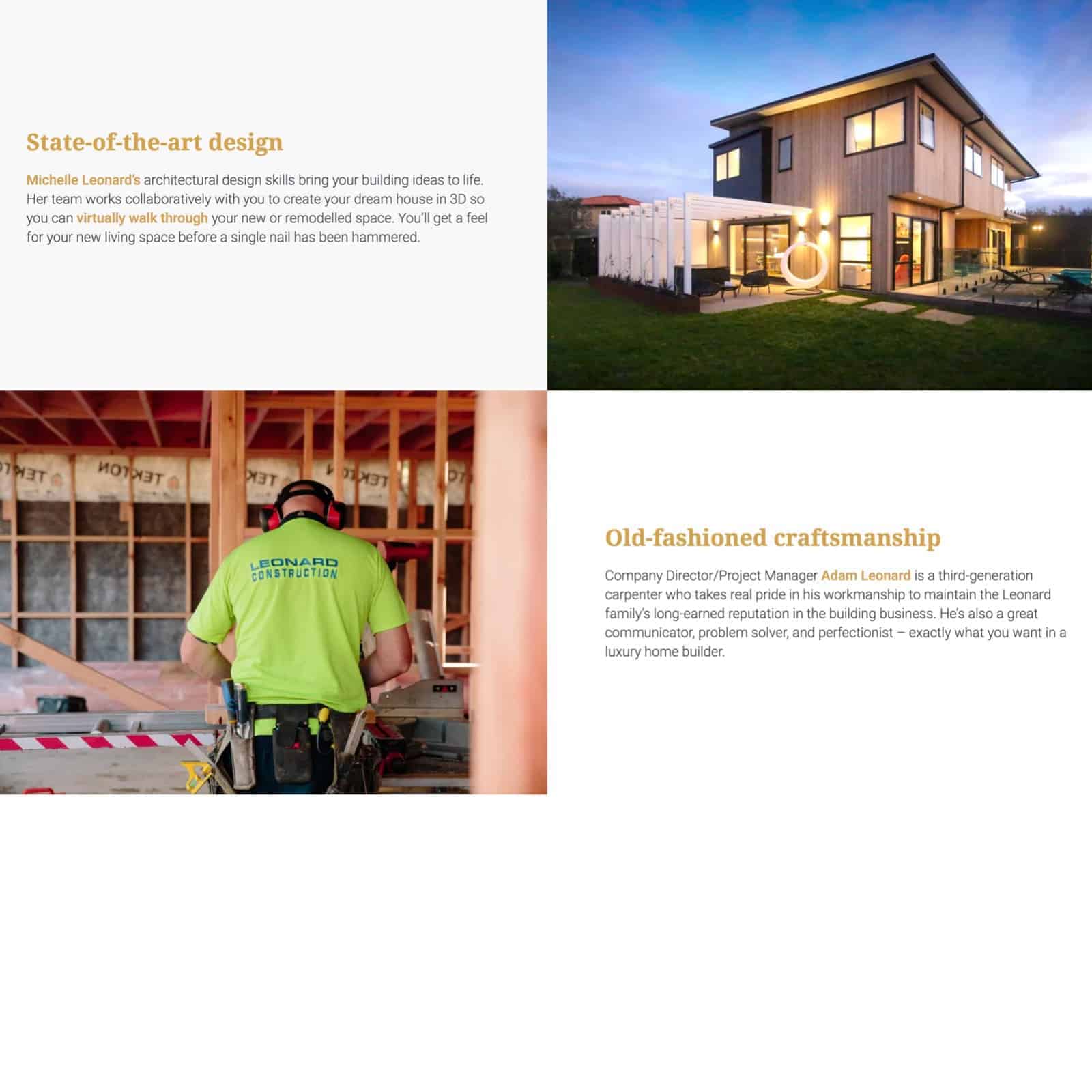 Website content for custom home builders